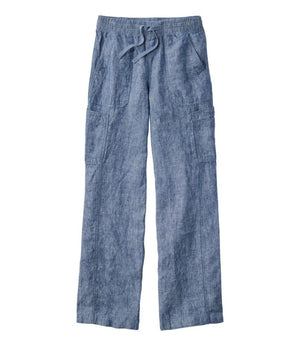 Women's Premium Linen Breezy Pull-On Utility Pants, Mid-Rise Wide-Leg