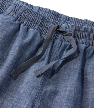 Women's Lakewashed Pull-On Chinos, Mid-Rise Wide-Leg Crop Chambray