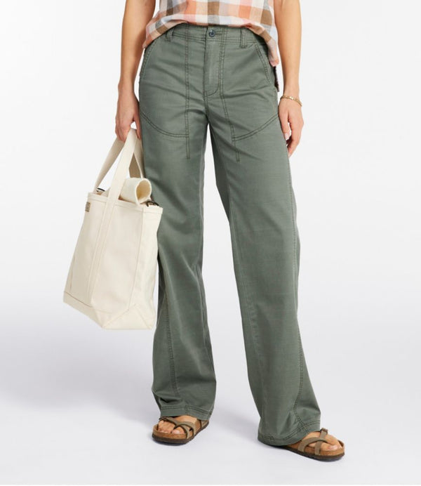 Women's Signature Cotton/TENCEL™ Utility Pants, High-Rise Wide-Leg