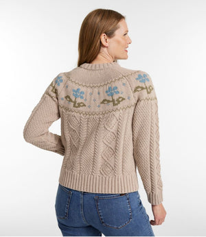 Women's Signature Cotton Fisherman Sweater, Crewneck Novelty