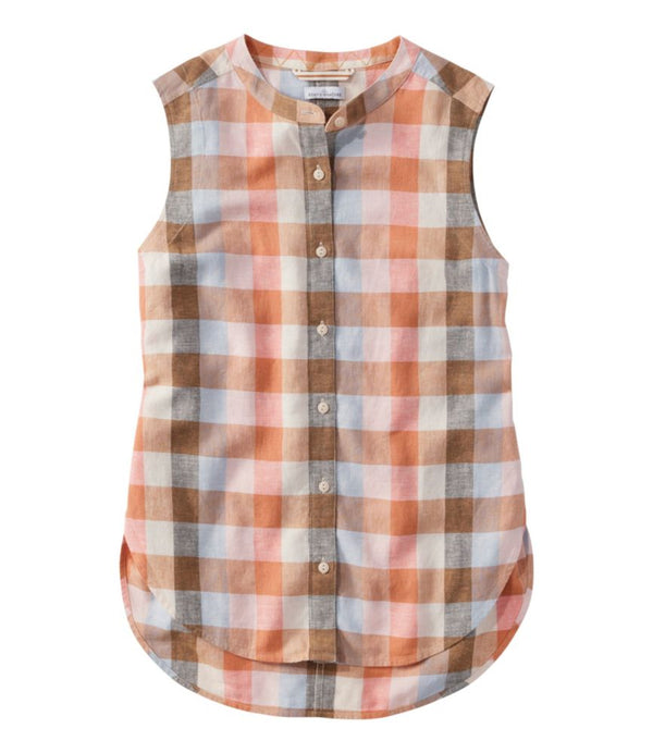 Women's Signature Linen-Blend Button-Front Shirt, Sleeveless