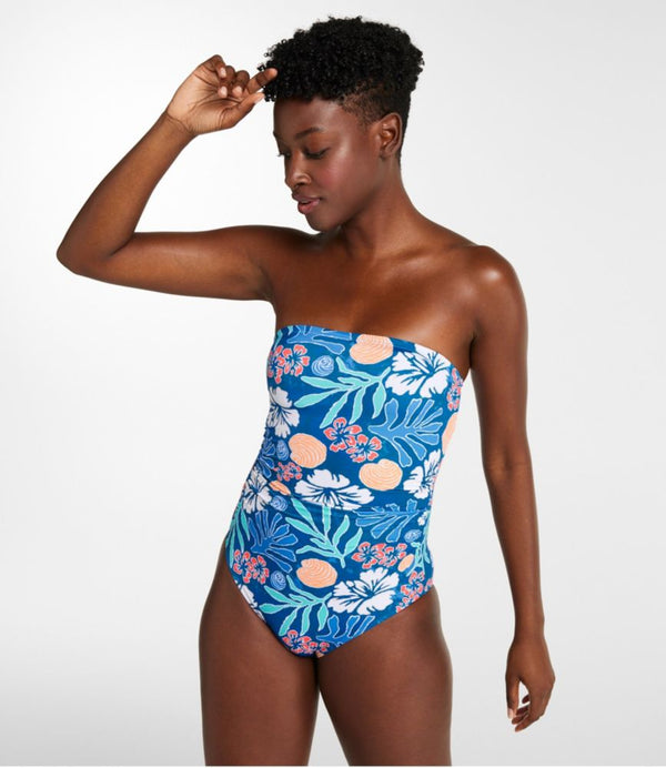 Women's Coastal Essentials Swimwear, Bandeau Tanksuit Print