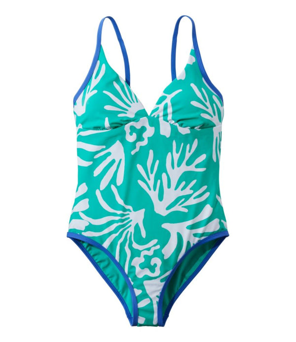 Women's Coastal Essentials Swimwear, V-Neck Tanksuit Print