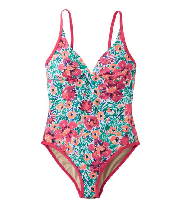 Women's Coastal Essentials Swimwear, V-Neck Tanksuit Print