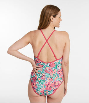 Women's Coastal Essentials Swimwear, V-Neck Tanksuit Print
