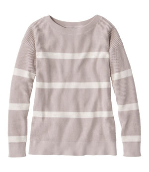 Women's Sunwashed Waffle Sweater, Pullover Stripe