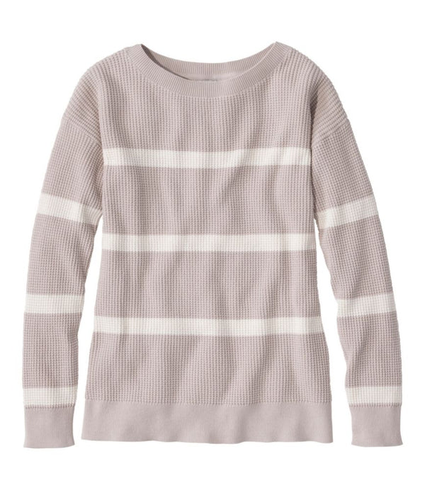 Women's Sunwashed Waffle Sweater, Pullover Stripe