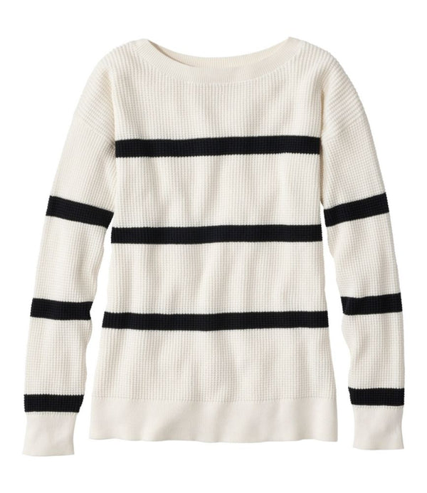 Women's Sunwashed Waffle Sweater, Pullover Stripe