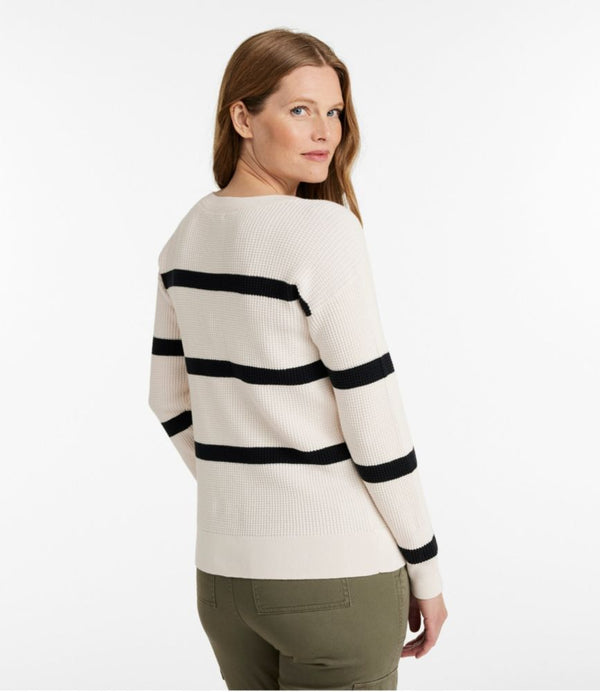 Women's Sunwashed Waffle Sweater, Pullover Stripe