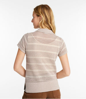 Women's Organic Cotton Slub Pointelle Sweater, Polo
