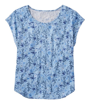 Women's Linen/Cotton Tee, Short-Sleeve Scoopneck Print