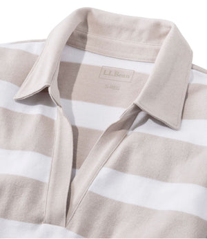 Women's Heritage Mariner Top, Splitneck Polo Three-Quarter-Sleeve, Block Stripe