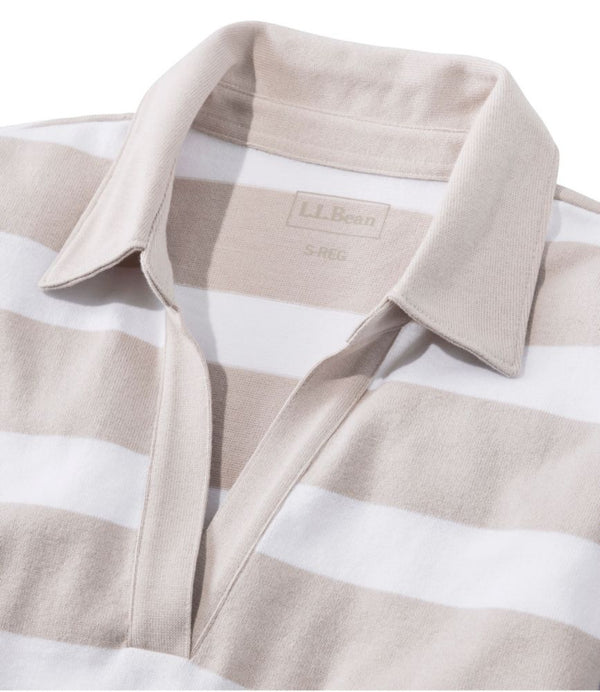 Women's Heritage Mariner Top, Splitneck Polo Three-Quarter-Sleeve, Block Stripe