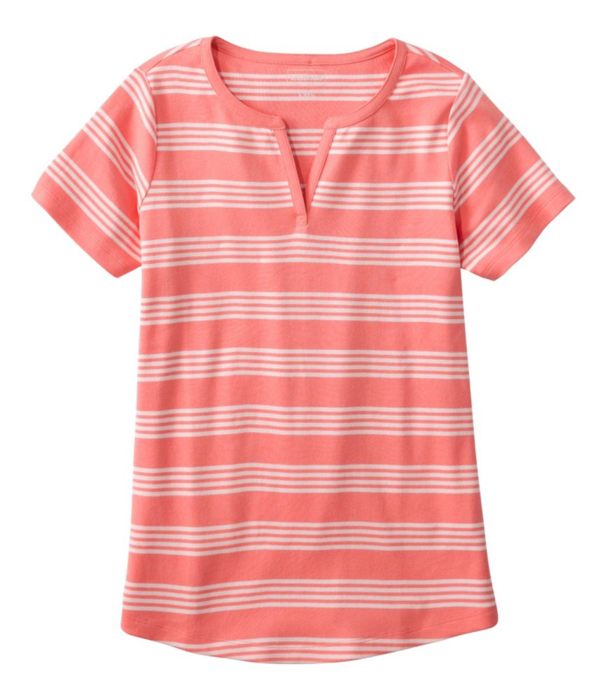 Women's L.L.Bean Tee, Short-Sleeve Notch-Neck Stripe