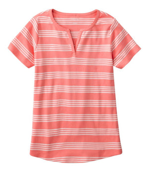 Women's L.L.Bean Tee, Short-Sleeve Notch-Neck Stripe