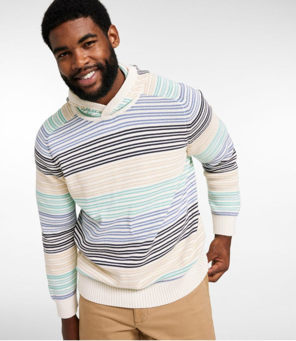 Men's Textured Washed Cotton Sweaters, Hoodie, Stripe
