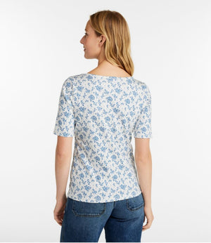 Women's Pima Cotton Tee, Soft Squareneck Elbow-Sleeve