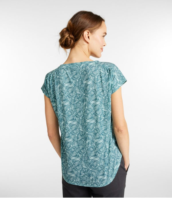 Women's Streamside Tee, Short-Sleeve Ruched Crew Print
