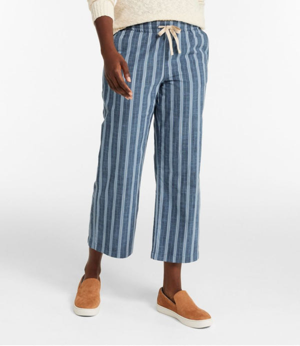 Women's Lakewashed Pull-On Chinos, Mid-Rise Wide-Leg Crop Stripe