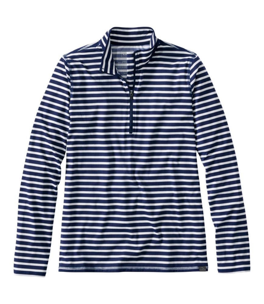 Women's SunSmart® UPF 50+ Sun Shirt, Quarter-Zip Stripe